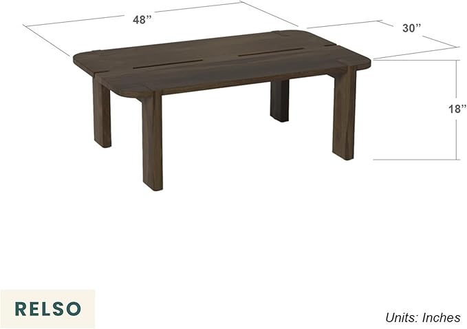 Mocha Coffee Table – Handcrafted Mango Wood Table with Coffee Finish | Large Accent Piece for Living Room, Patio, Entryway, or Office – Durable Centerpeice | Easy Assembly, Mid Century Decor