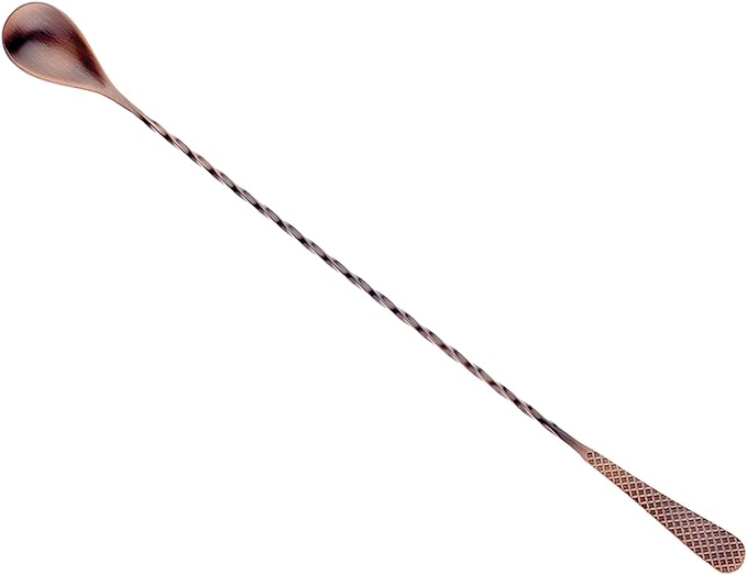 Barfly 13.2-inch Diamond Lattice Etch Bar Spoon, Antique Copper