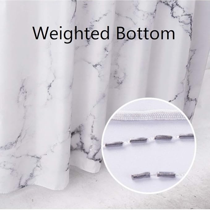 YOSTEV Marble Bathroom Shower Curtain,Grey and White Fabric Shower Curtain with Hooks,Unique 3D Printing,Decorative Bathroom Accessories,Water Proof,Reinforced Metal Grommets,Long 72x84 Inches