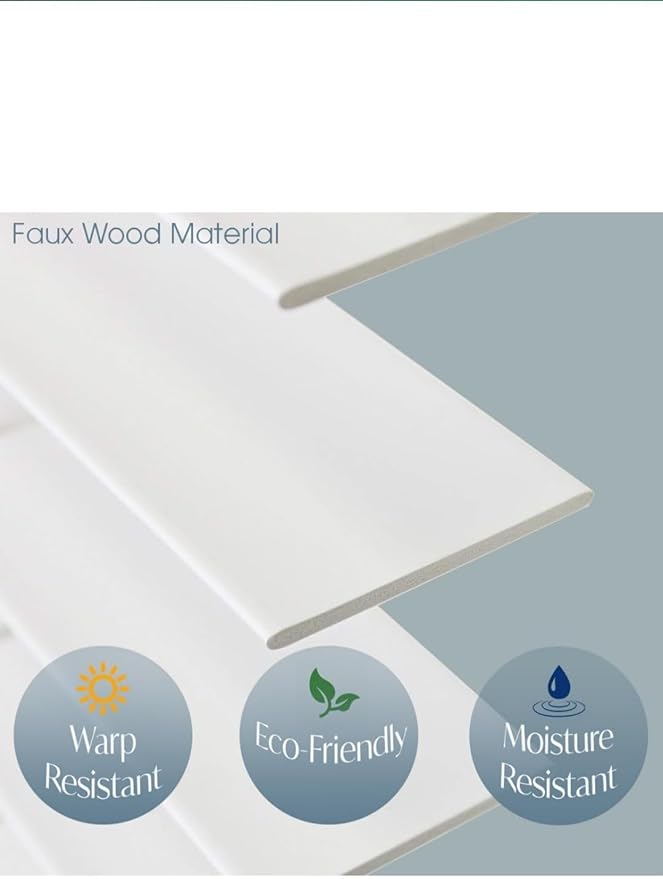 Blinds House Solution, Custom Made 2 Inch Faux Wood Cordless Horizontal Window Blinds for Doors, Ghost White/Snow White, Outside Mount, (28" W x 70" L)