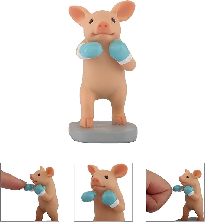 Pig Statue Mini Pig Figurine, Resin Home Decor, Lucky Animal Garden Statue for Micro Landscape (Pig Boxer)