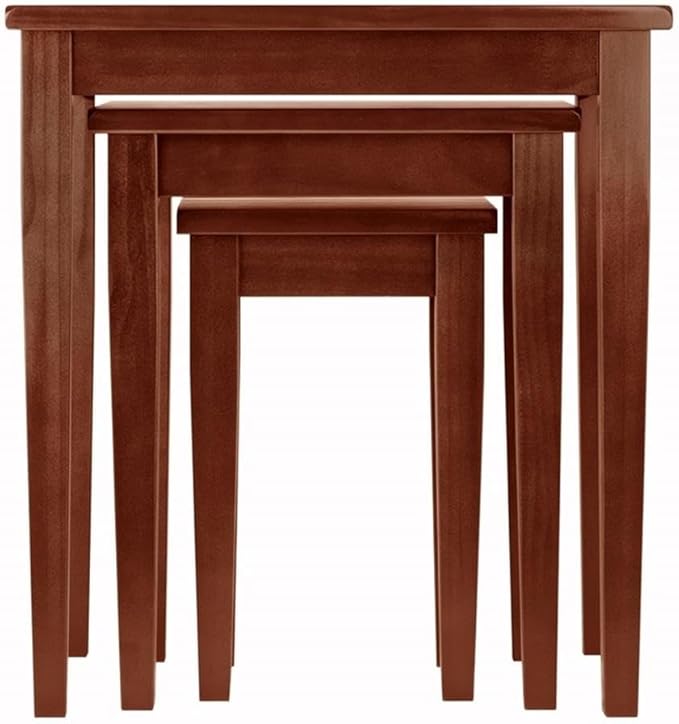 Pemberly Row 3-Piece Transitional Solid Wood Nesting Tables in Antique Walnut