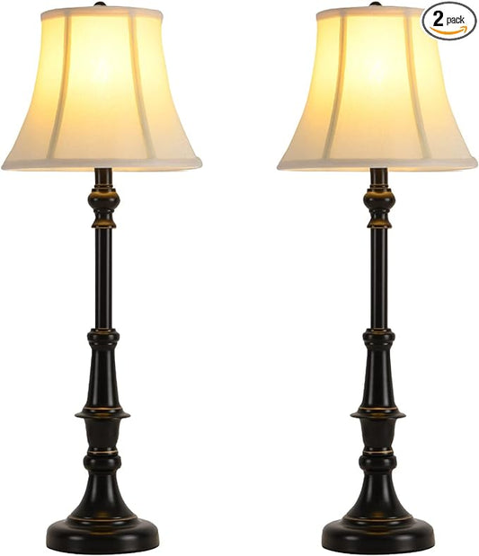 2 Pack Vintage Style Buffet Table Lamp, Traditional Bedside Lamps, Tall Table Lamp Set of Two for Living Room, Bedroom