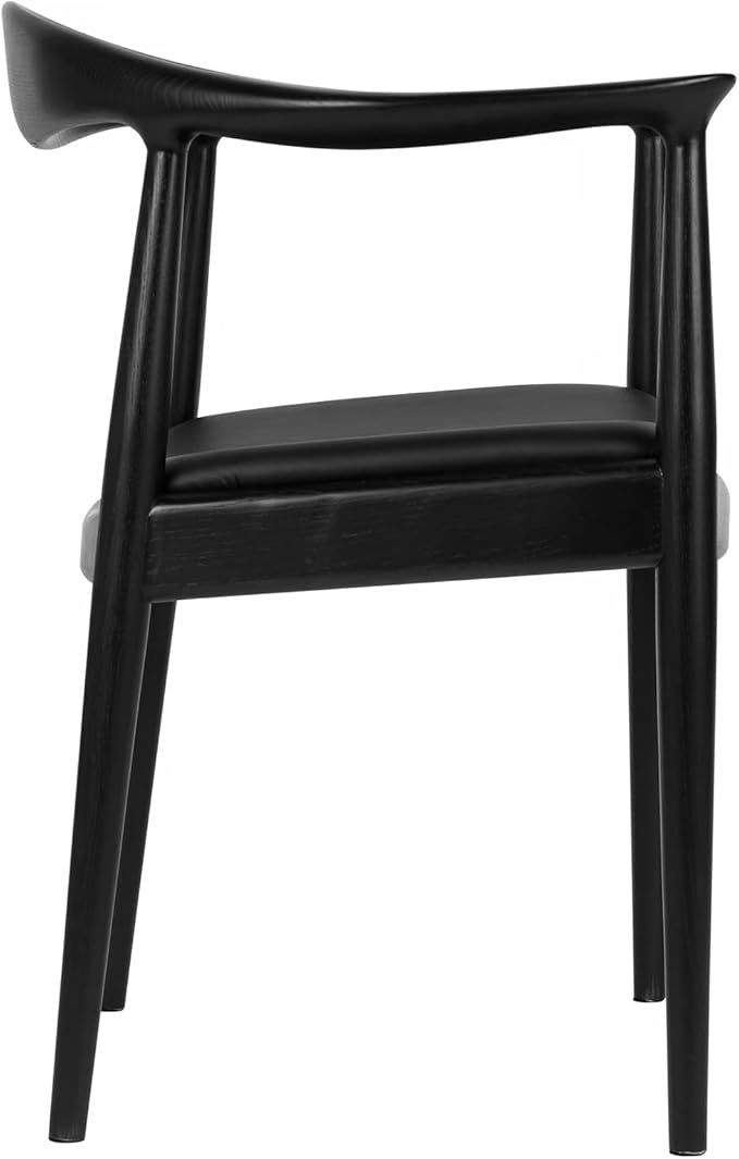 Kennedy Armchair Upholstered Dining Chair, Presidential Mid-Century Modern Accent Chair in Black