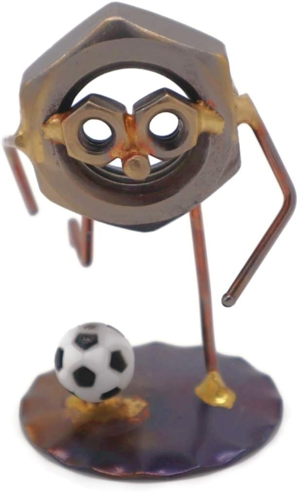 Soccer Nut Collectible Handmade Metal Art Figurine, Desk Accessories, Trophy, Boss Gift, Home Office Décor
