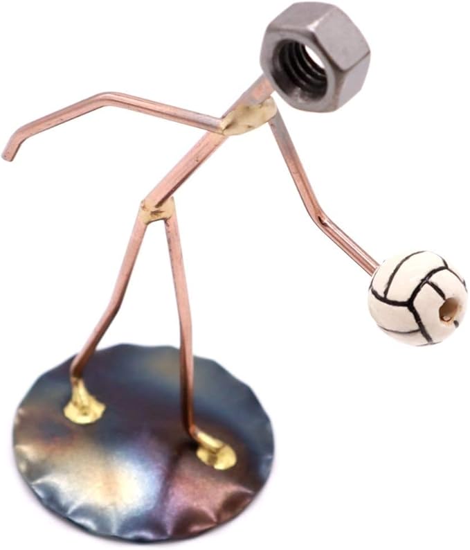 Volleyball Man Collectible Handmade Metal Art Figurine, Desk Accessories, Trophy, Boss Gift, Office Décor, Business Professional, Sports