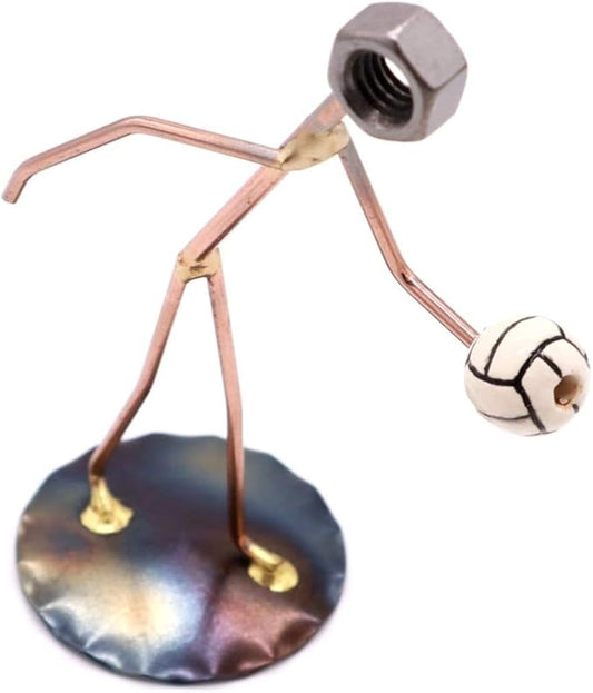 Volleyball Man Collectible Handmade Metal Art Figurine, Desk Accessories, Trophy, Boss Gift, Office Décor, Business Professional, Sports