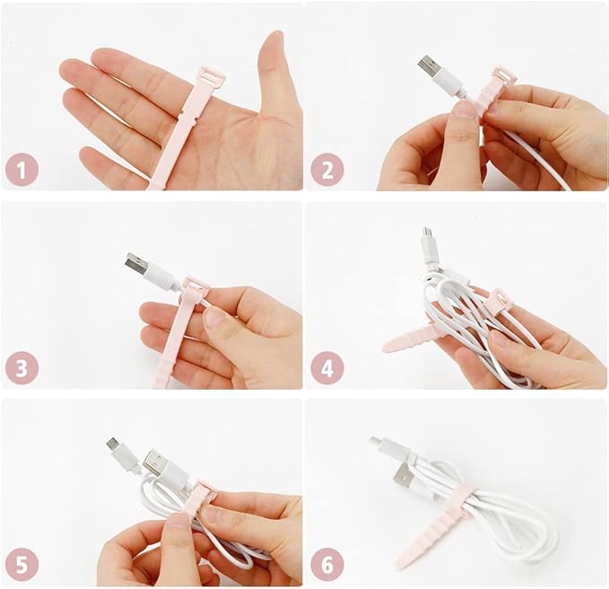 Silicone Zip Ties,Reusable Zip Ties,Everyday Essentials,Travel Must Haves,20pcs Rubber Cable Ties Straps,Elastic Fastening Cord Ties, Cord Organizer for Camping, Pink Cable Straps 4.5inch