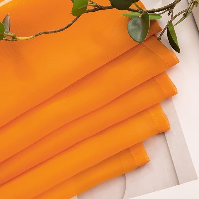 MIULEE Short Sheer Curtains 30 Inch Length for Kitchen Bathroom Cafe Half Window Treatment, Rod Pocket Tier Fall Curtains 2 Panels, 29x30 Inches Long, Orange
