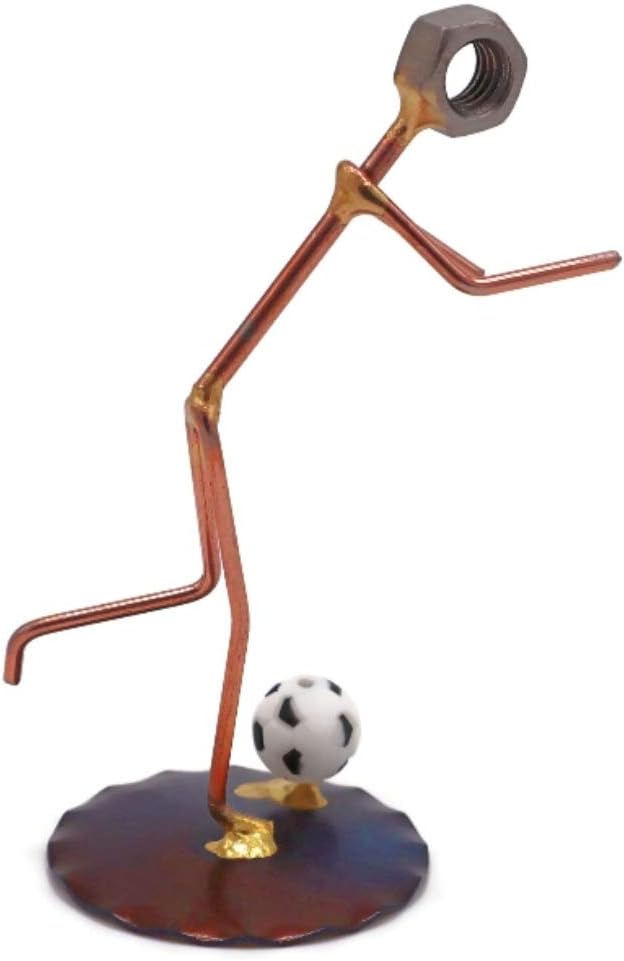 Soccer Man Collectible Handmade Metal Art Figurine, Desk Accessories, Trophy, Boss Gift, Office Décor, Business Professional, Sports
