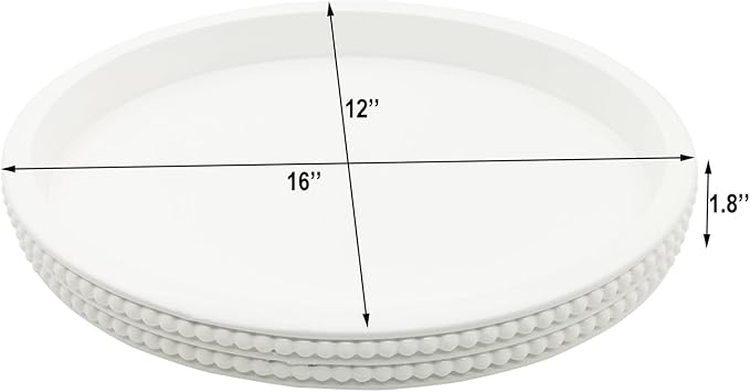 Carah & Cossh Oval Wooden Tray, Modern Decorative Tray 16''x12'', Oval Farmhouse Rustic Serving Tray, Table Centre Tray, Perfect for Storage and Display (White)
