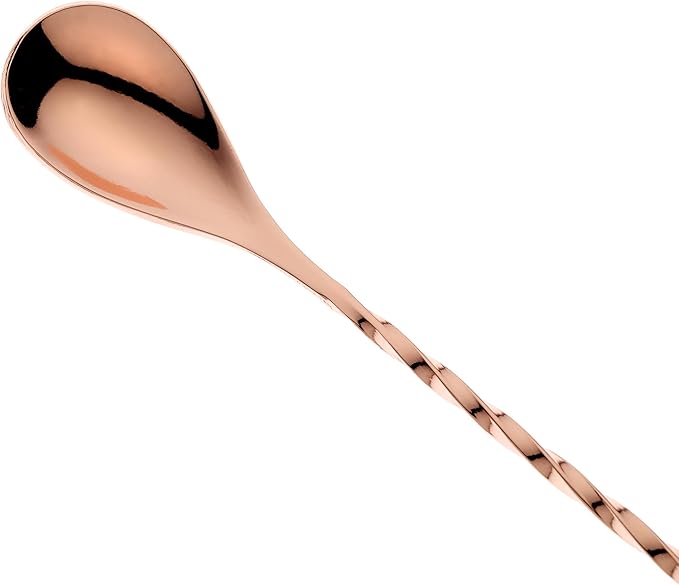 Barfly 13.2-inch Diamond Lattice Etch Bar Spoon, Copper Plated