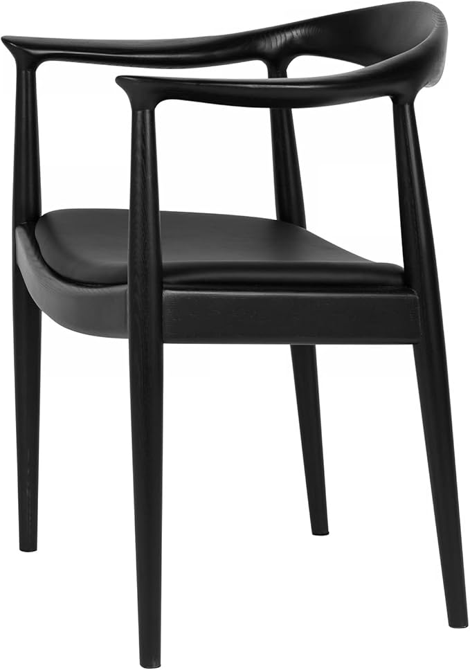 Kennedy Armchair Upholstered Dining Chair, Presidential Mid-Century Modern Accent Chair in Black