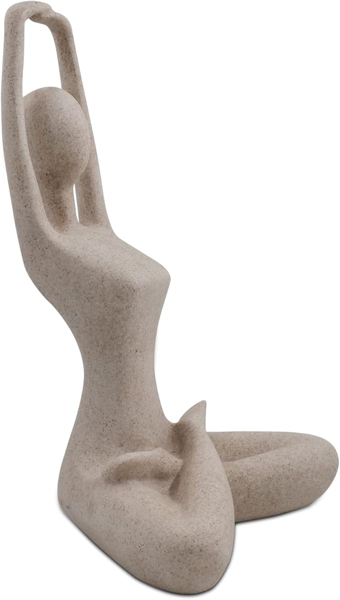 SIMON'S SHOP Yoga Lady Statue Modern Sculpture for Home Office Desk Decor Resin Sandstone Abstract Figurine Yogis Gifts 9 1/2 inches