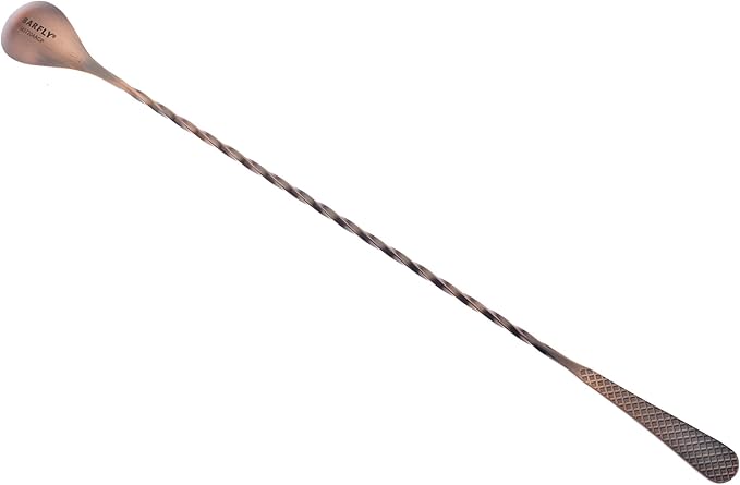 Barfly 13.2-inch Diamond Lattice Etch Bar Spoon, Antique Copper