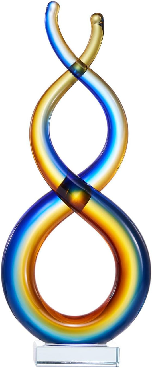 Luxury Lane Hand Blown Wave Sommerso Art Glass Scultpure 14.5 inch Tall