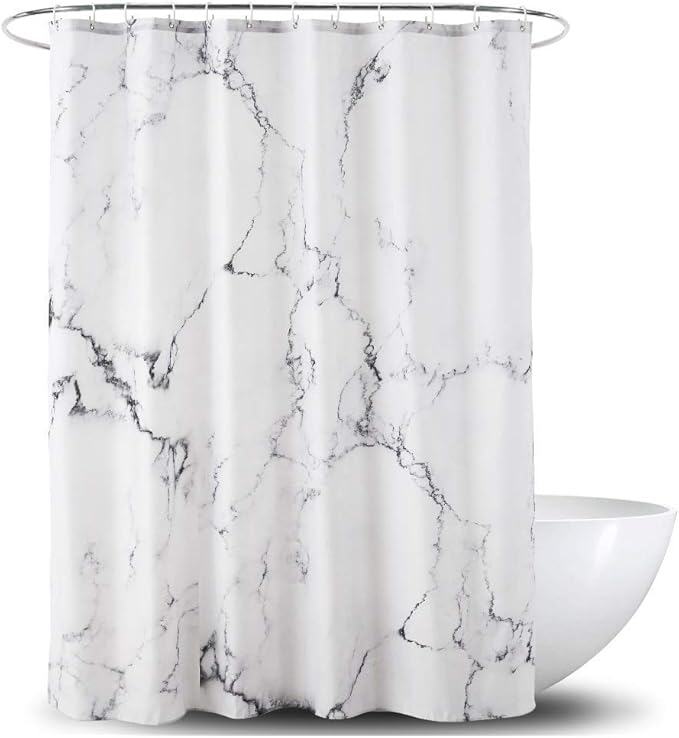 YOSTEV Marble Bathroom Shower Curtain,Grey and White Fabric Shower Curtain with Hooks,Unique 3D Printing,Decorative Bathroom Accessories,Water Proof,Reinforced Metal Grommets,Stall 54x78 Inches