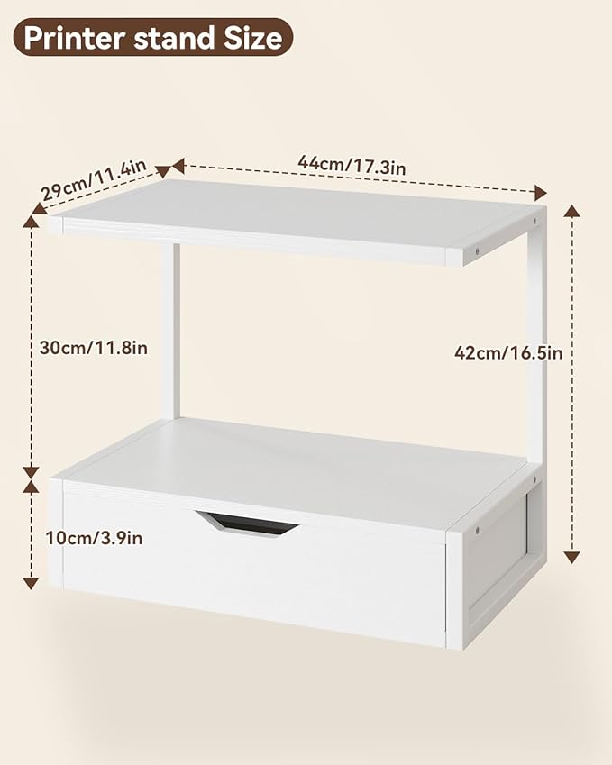 IBUYKE 2 Tier Desktop Printer Stand,Printer Table with Storage Shelf,Multi-Purpose Desk Organizer for Folders,Books,for Fax Machine, Scanner,Home Office,Black TLJ015B