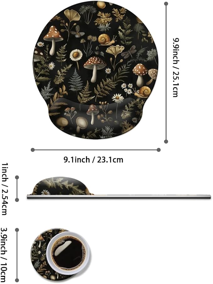 Ergonomic Mouse Pad with Memory Foam Wrist Rest Support Design,Relieve Wrist Pain Mousepad,Non-Slip Base for Laptop,Computer,Office Desk Accessories,Carpal Tunnel,Mushroom