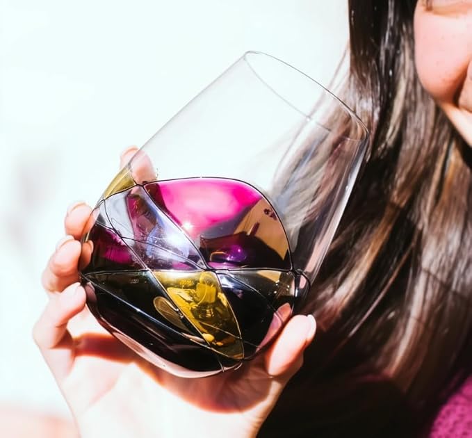 Stemless Wine Glasses – Hand‑Painted Set of 4, Unique Wine Gift for Wedding, Anniversary, Housewarming & Christmas • Sagrada Familia Style • Ideal for Women & Men