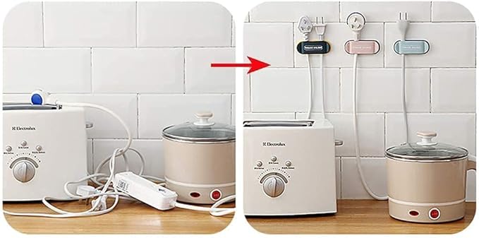 4pcs electrical plug holders,Plug Organizer,phone charger holders for nightstand,charging cord holder wall,car Cable Clips,cord hooks,wire holder for desk,Adhesive kitchen cable management for cords.