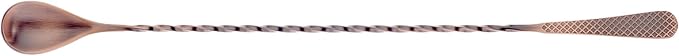 Barfly 13.2-inch Diamond Lattice Etch Bar Spoon, Antique Copper