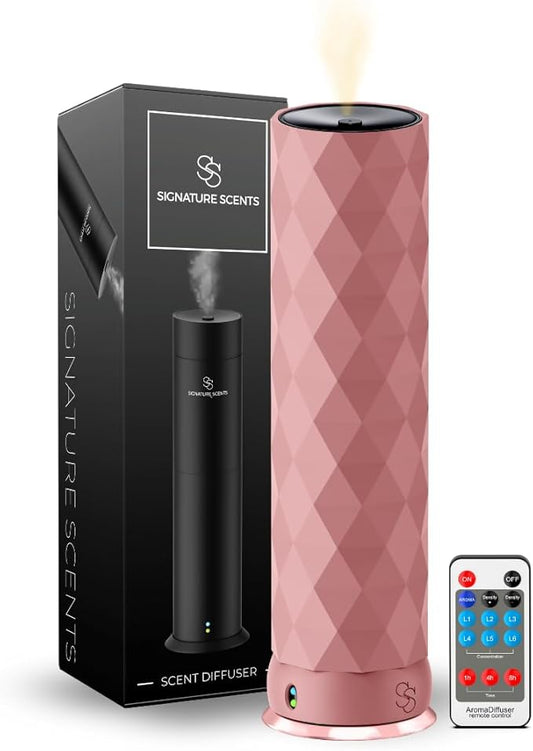 Waterless Essential Oil Hotel Scent Diffuser - Cold Air Diffuser - Covers 1000 sq. ft. - Waterless Diffuser for Home, Office & Hotel (Black + Light Pink Sleeve) (Black + Light Pink Sleeve)