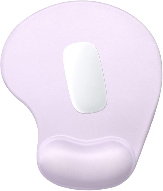 Hsurbtra Ergonomic Mouse Pad with Wrist Rest Support, Gel Mouse Pads with Non-Slip PU Base, Pain Relief Memory Foam Computer Mat, Cute Office Supplies Desk Decro Accessories, Vanilla Purple