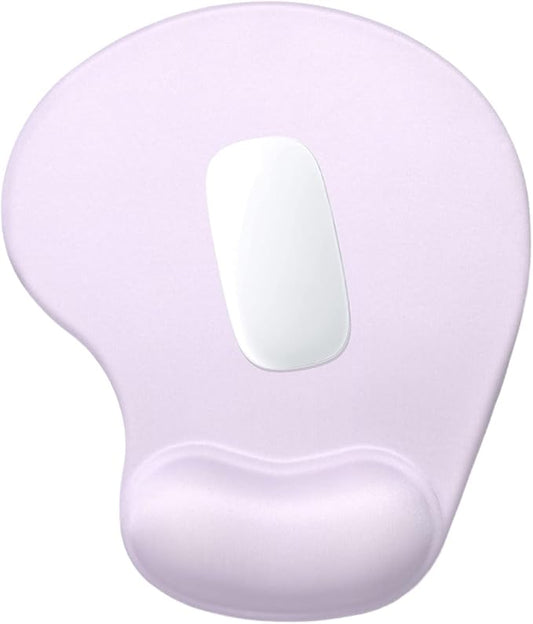 Hsurbtra Ergonomic Mouse Pad with Wrist Rest Support, Gel Mouse Pads with Non-Slip PU Base, Pain Relief Memory Foam Computer Mat, Cute Office Supplies Desk Decro Accessories, Vanilla Purple