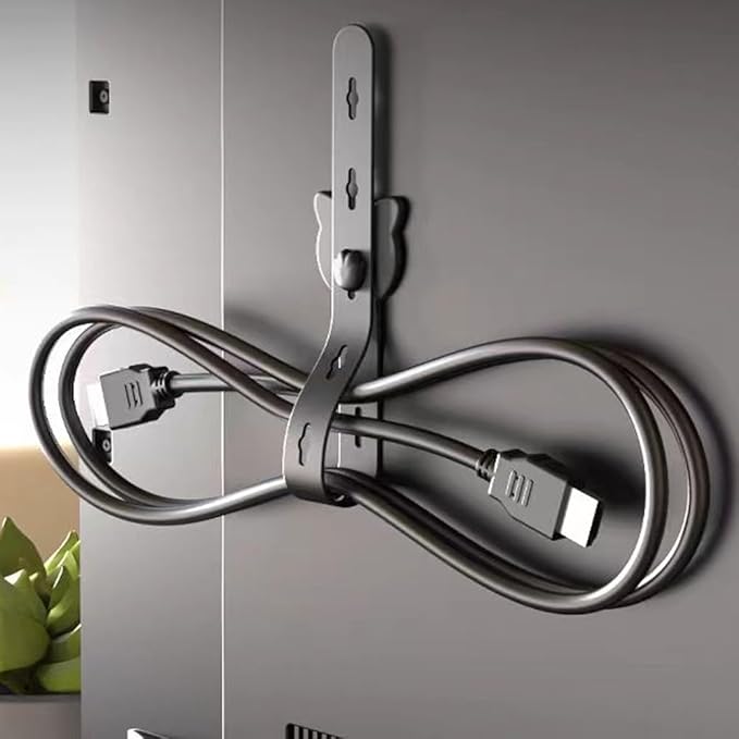 4 pcs Cord Organizer, BOSOIRSOU Silicone Cable Straps for Appliances, Self-Adhesive Cord Bundlers Cord Holder Cable Management, Reusable Cable Ties Wire Organizer