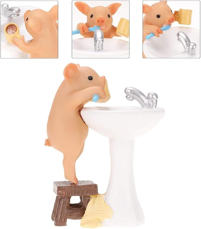 Pig Statue Mini Pig Figurine, Resin Home Decor, Lucky Animal Garden Statue for Micro Landscape (3 Piece)
