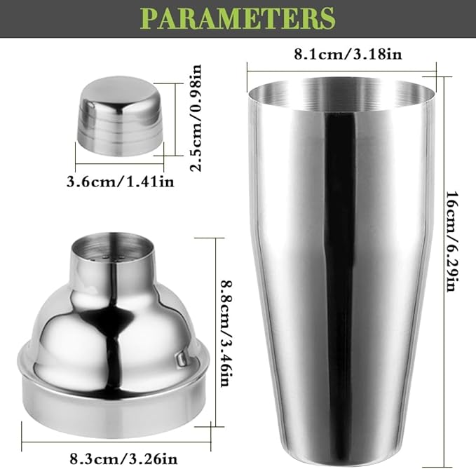 Cocktail Shaker,Drink Mixer with Built-in Strainer for Mixing Drinks Margaritas,Beginner Friendly Mixer Bar Utensil Tool (Sliver-01)