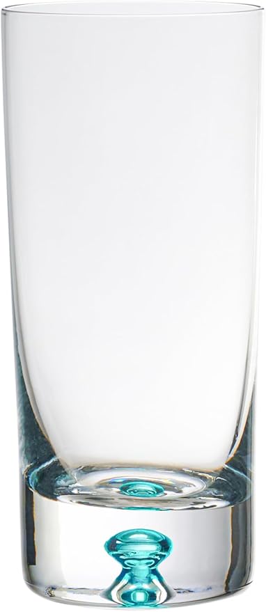 Barski Highball Glass - Drinking Glasses - Set of 4 - Hiball Tumblers - Glass Crystal Tumbler - with Colored Bubble on bottom - for Water, Juice and Cocktails, Bar Glassware - 12 oz - Made in Europe
