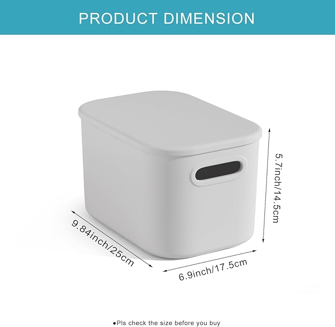 8 Pack White Storage Bins with Lids for Shelves, White Storage Containers with Lids for Organizing, Storage Box with Handle, Stackable White Plastic Bin for Classroom, Craft, Snacks