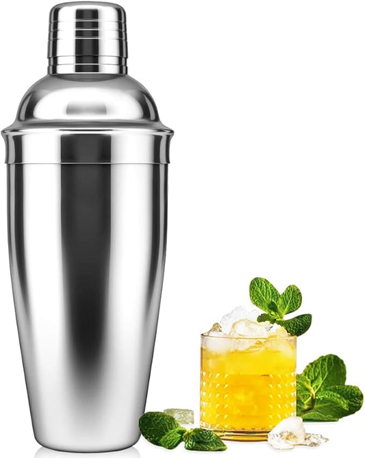 Cocktail Shaker,24oz Drink Mixer with Built-in Strainer for Mixing Drinks Margaritas,Beginner Friendly Stainless Steel Mixer Bar Utensil Tool