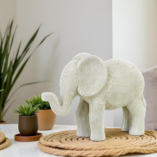 7-inch Resin Elephant Statue - Small Lucky Elephant Decor for Table & Living Room, Pair of Elephant Sculptures Home Decoration