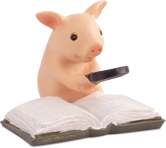 Pig Statue Mini Pig Figurine, Resin Home Decor, Lucky Animal Garden Statue for Micro Landscape (Pig is Reading)