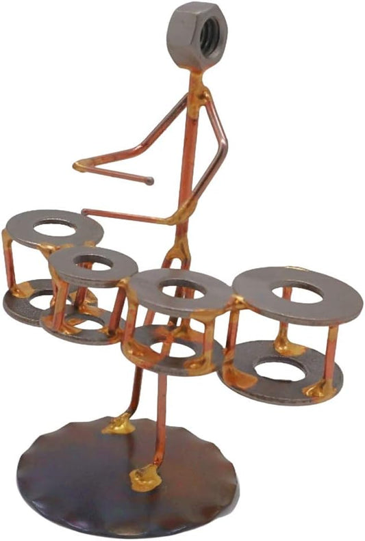 March Drum Quad Collectible Handmade Metal Art Figurine, Desk Accessories, Trophy, Band, Office Décor, Marching Band, Musical Instrument
