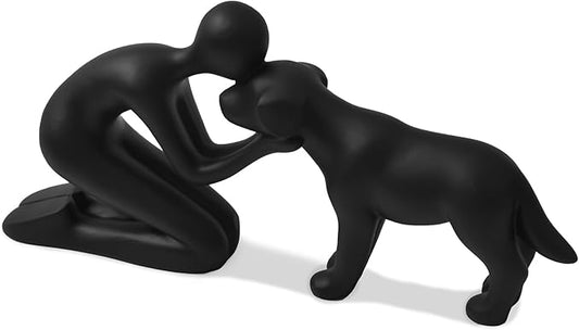 Dog Dad Gifts for Men,Unique Figurines Decor for The Home, Room,Bathroom,Shelf,Bedroom,Classroom,Statues Decorations for Pet Lover (Black)