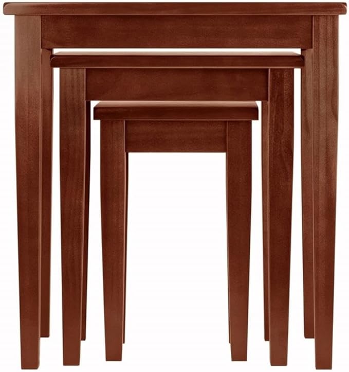 Pemberly Row 3-Piece Transitional Solid Wood Nesting Tables in Antique Walnut