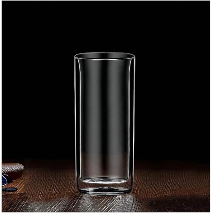Sun's Tea Double Wall Insulated Glass Tumbler, 16oz (450ml) Highball Glass Cups for Beer, Lemonade, Iced Tea, Tropical Drink, Cocktail, Smoothie, Mojito and Mixed Drinks, Set of 2 - Collins Style