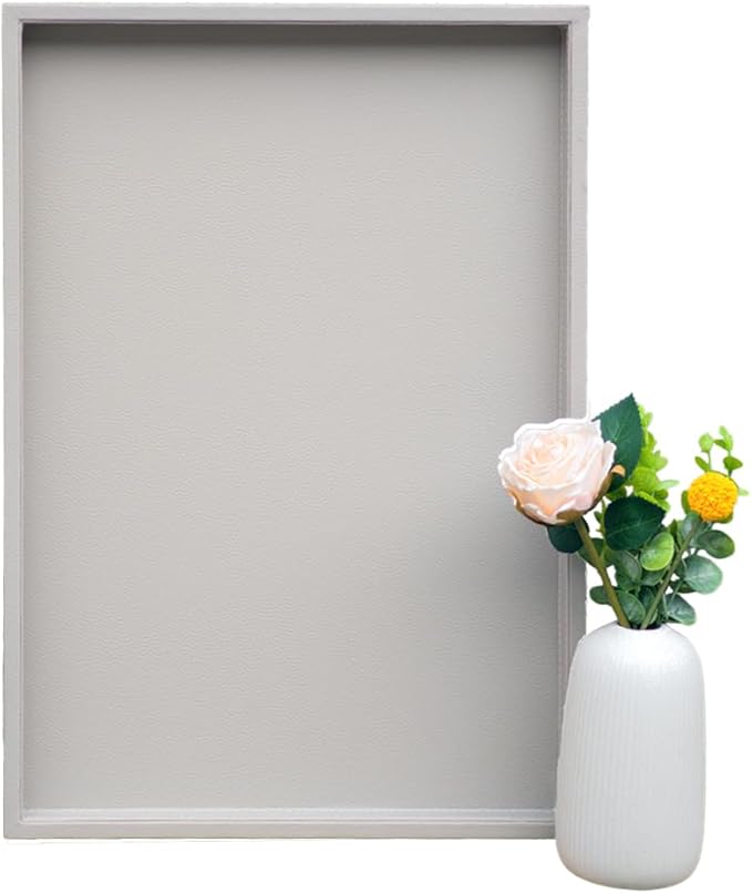 20x14 Inch Rectangular Ottoman Tray | Textured PU Leather, Waterproof & Heat-Resistant Storage for Coffee/Dining Tables, Sofa, Bed, Entertainment & Party (Tranquil Beige, 20 * 14in)