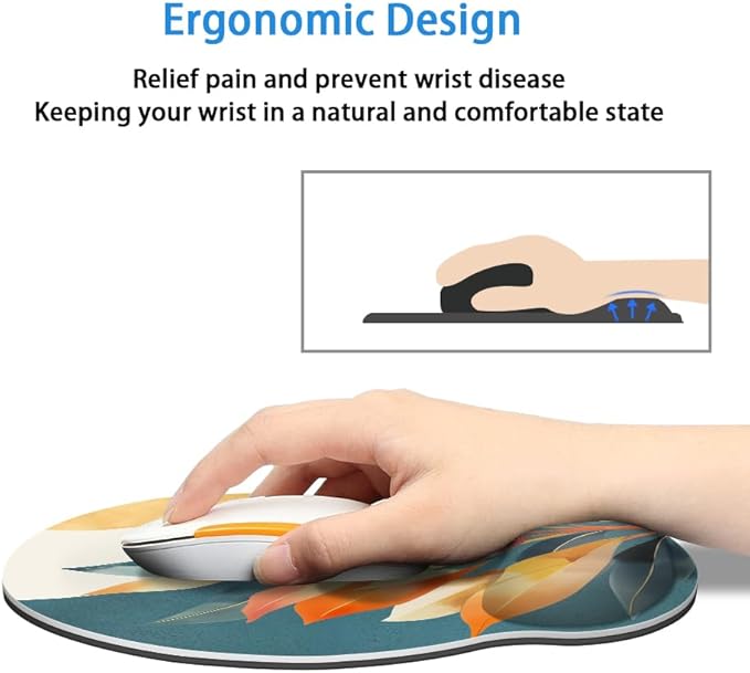 Ergonomic Mouse Pad with Memory Foam Wrist Rest Support Design,Relieve Wrist Pain Mousepad,Non-Slip Base for Laptop,Computer,Office Desk Accessories,Carpal Tunnel,Aesthetic Design