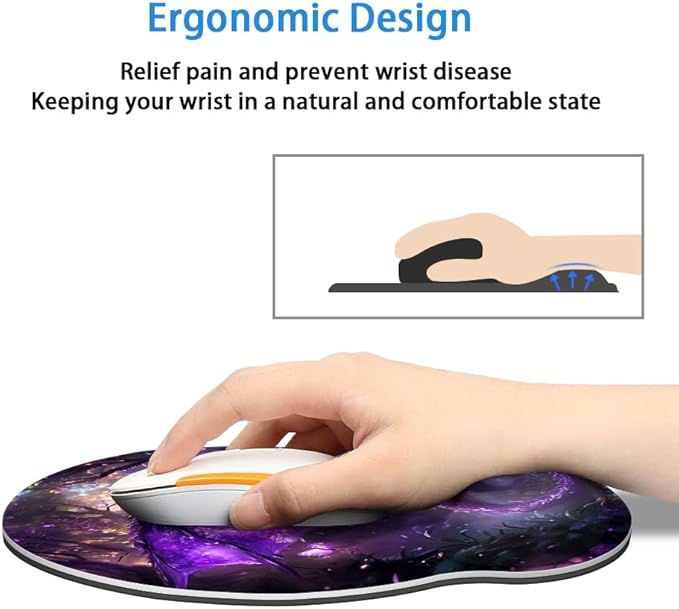 Mouse Pad with Wrist Support, Ergonomic Mouse Pad with Memory Foam Wrist Rest Cushion, Non-Slip Rubber Base Gaming Mice Pad for Home Office Computer Laptop,Dragon