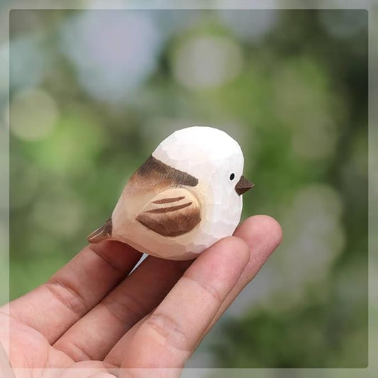 Bird Figurines Small Bird Figurines Home Decor Hand Carved Painted Wooden Statues for Home Decor, Gift for Bird Lovers,Housewarming, Birthday, Christmas (White)