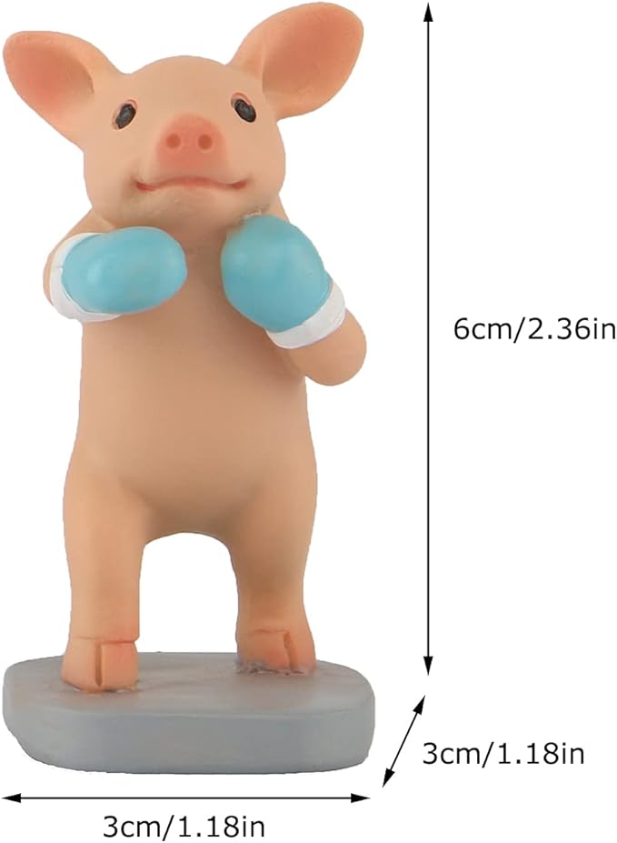 Pig Statue Mini Pig Figurine, Resin Home Decor, Lucky Animal Garden Statue for Micro Landscape (Pig Boxer)