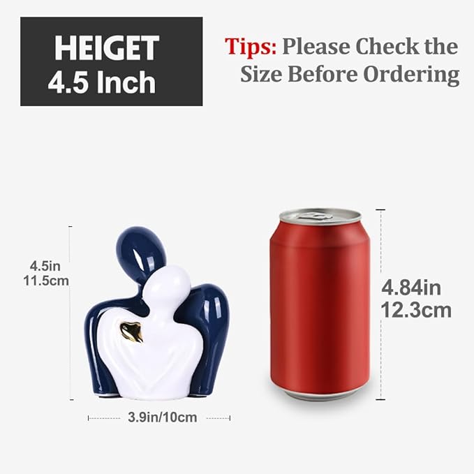 Mini Couple Statue Tv Stand Decor Items for Living Room,Bedroom Decor for Couples Sculpture Knick Knacks for Shelves,Couple Gifts for Her,Show Pieces for Home Decor (Blue and White Gold Heart)