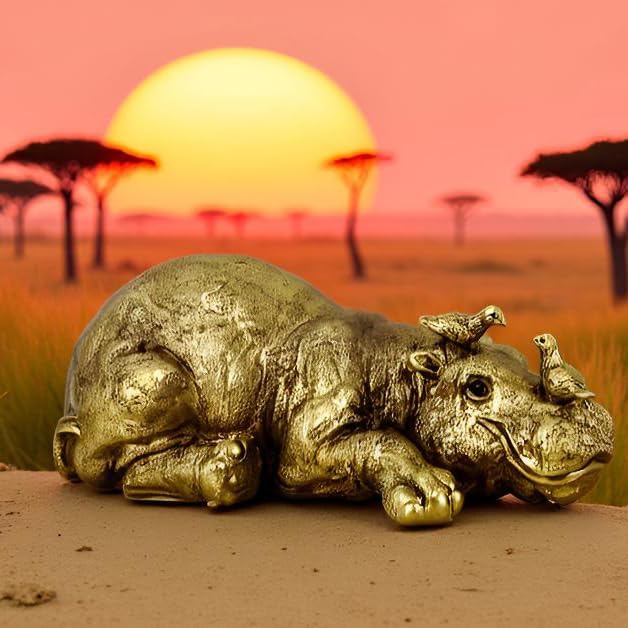 7-Inch Mini Hippo Statue - Resin Hippopotamus Figurine for Car Dashboard, Home Decor & Office Desktop, Cute Animal Ornaments for Shelf/Cabinet Display