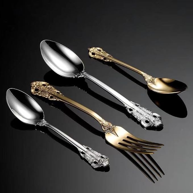 30-Pcs Luxury Silverware Set, Royal Flatware Set, Modern 304 Stainless Steel Flatware, Cutlery, Tableware (Silver, 30)