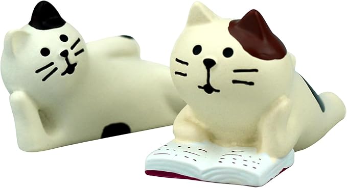 Cute Mini Lazy Cat Reading Book Figurine Resin Cat for Office, Home Decoration Perfect Cute Cat Gift for Cat Lovers